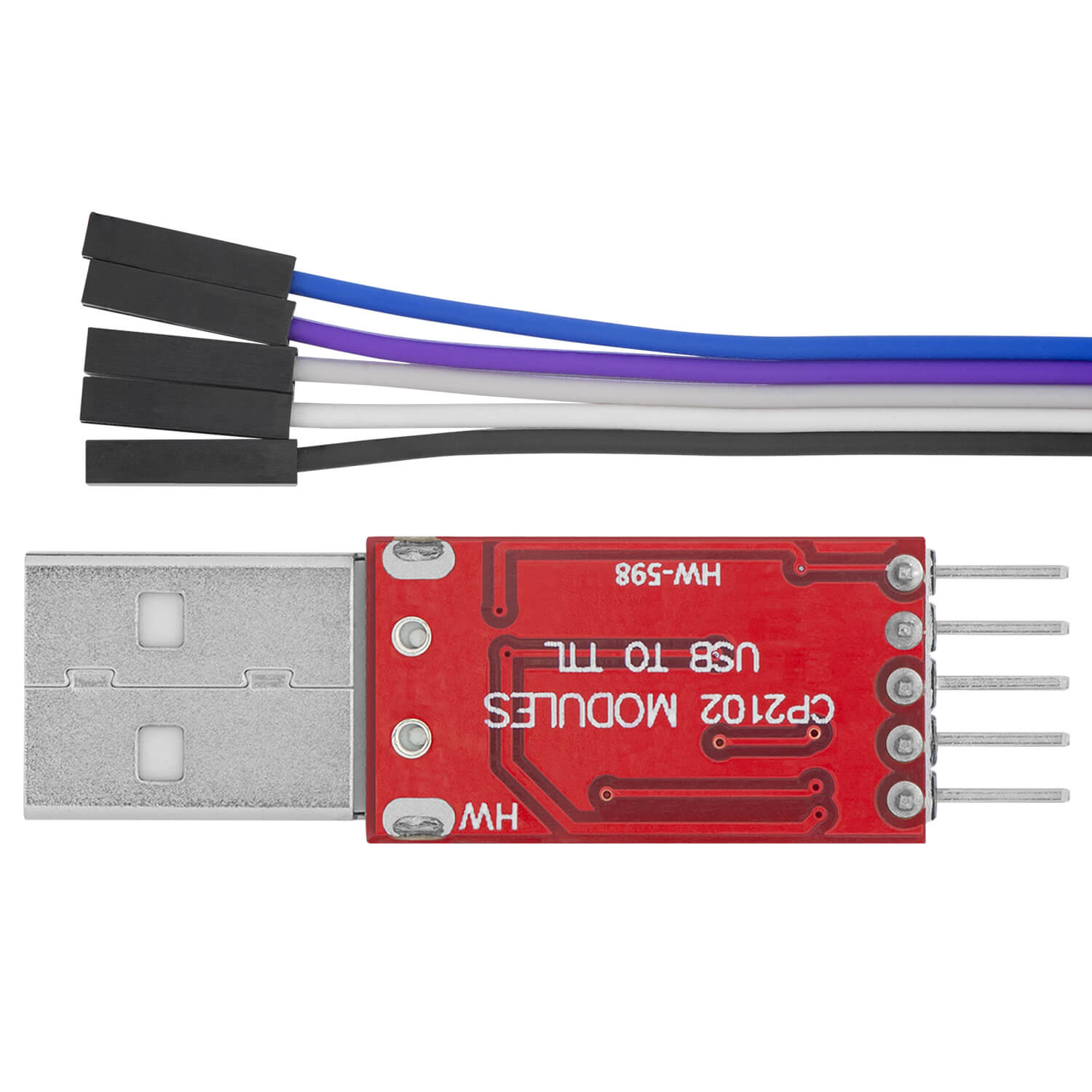 CP2102 USB zu TTL Konverter HW-598 für 3,3V und 5V mit Jumper Kabel - AZ-Delivery