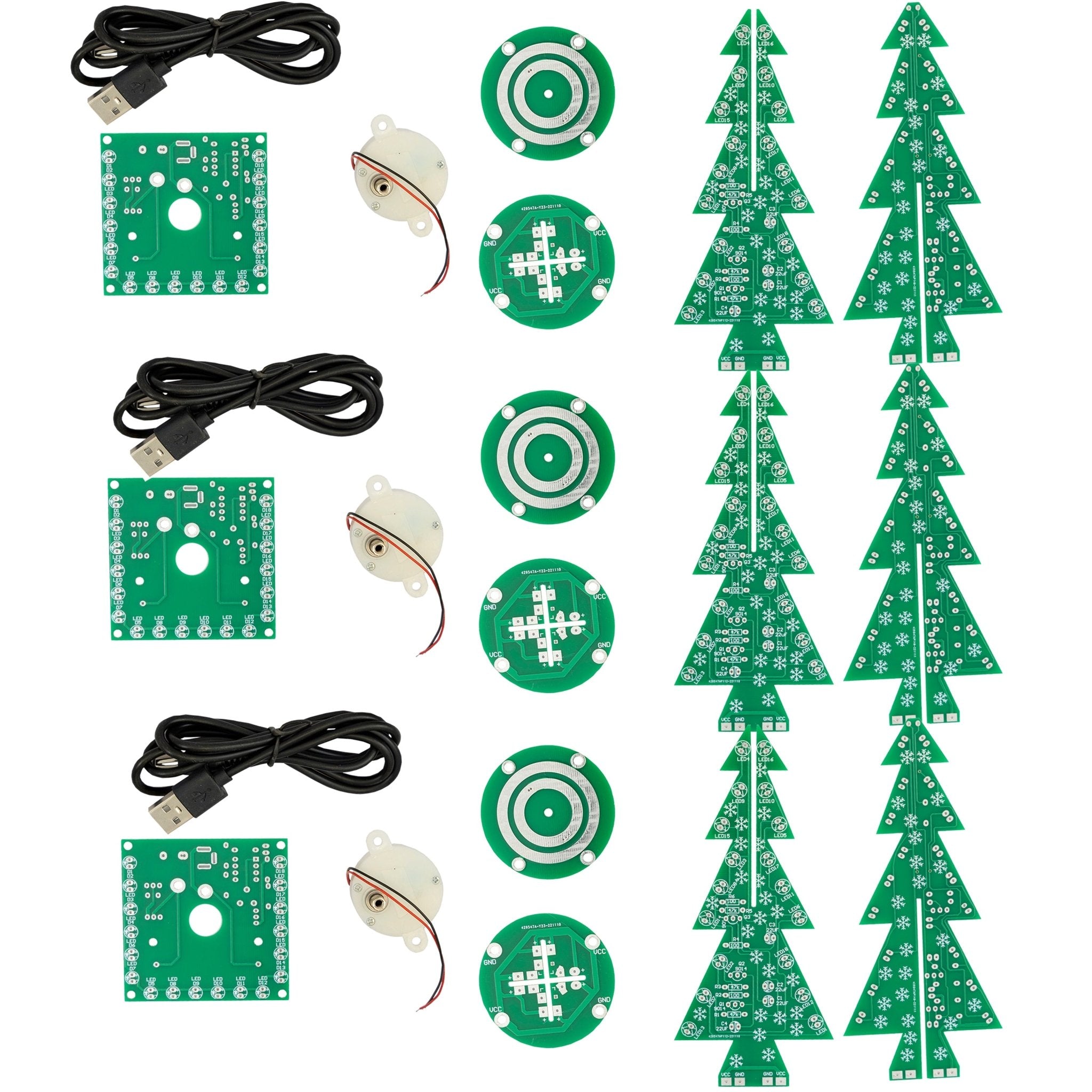 DIY LED Weihnachtsbaum Kit: Weihnachtsbaum Elektronik Bausatz zum Löten - Lötbausatz für einen drehenden Weihnachtsbaum mit LEDs und USB-Anschluss - AZ-Delivery