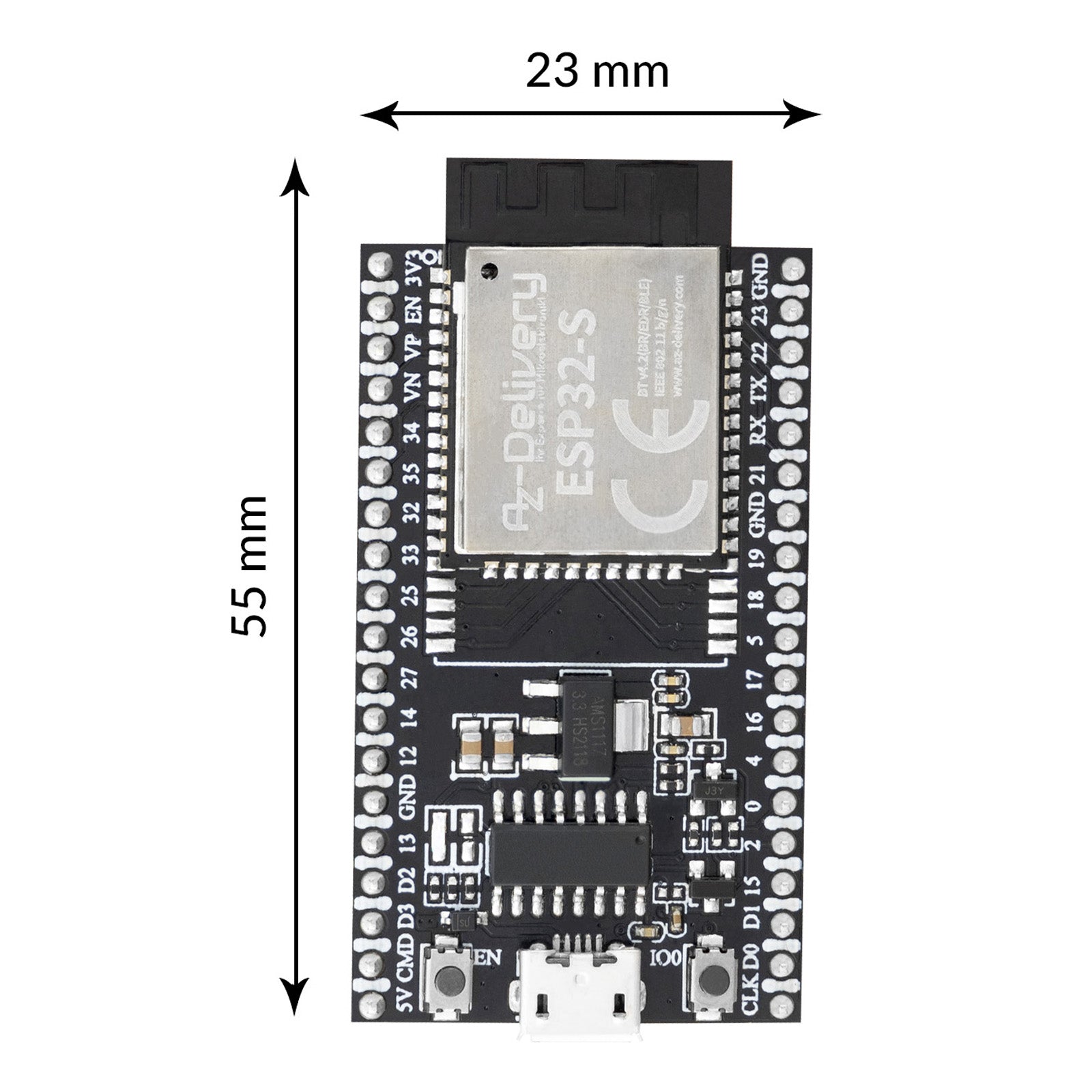 ESP32S Dev Kit C V4 NodeMCU WLAN Development Board kompatibel mit Arduino (Nachfolger Modul von ESP32S Dev Kit C V2) - AZ-Delivery