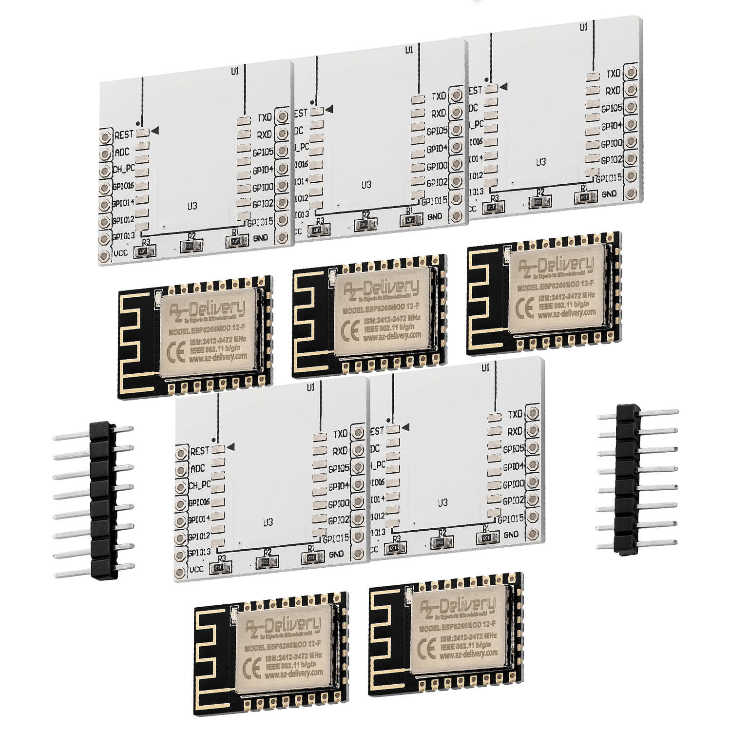 ESP8266 ESP-12F verbesserte Version zu ESP-12E, Wireless remote serielles WLAN WIFI Modul für Raspberry Pi und Mikrocontroller mit gratis Adapter Board! - AZ-Delivery