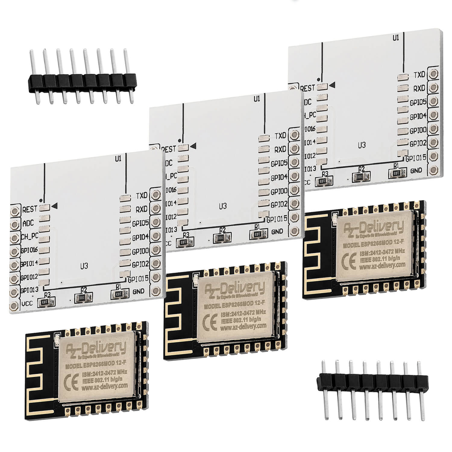 ESP8266 ESP-12F verbesserte Version zu ESP-12E, Wireless remote serielles WLAN WIFI Modul für Raspberry Pi und Mikrocontroller mit gratis Adapter Board! - AZ-Delivery