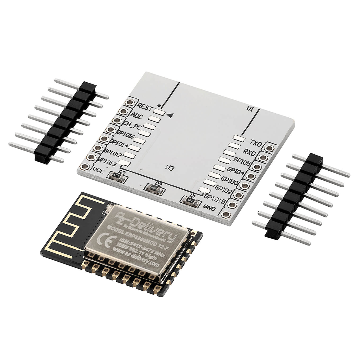 ESP8266 ESP-12F verbesserte Version zu ESP-12E, Wireless remote serielles WLAN WIFI Modul für Raspberry Pi und Mikrocontroller mit gratis Adapter Board! - AZ-Delivery