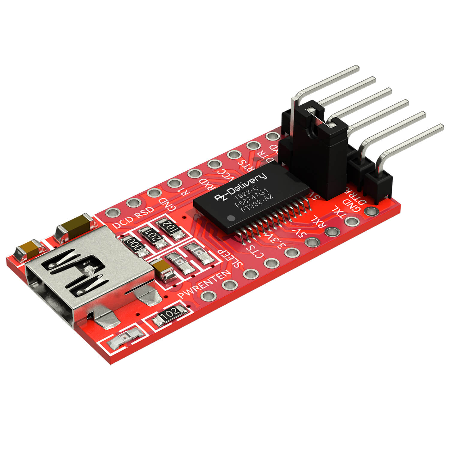 FT232-AZ USB zu TTL Serial Adapter für 3,3V und 5V - AZ-Delivery