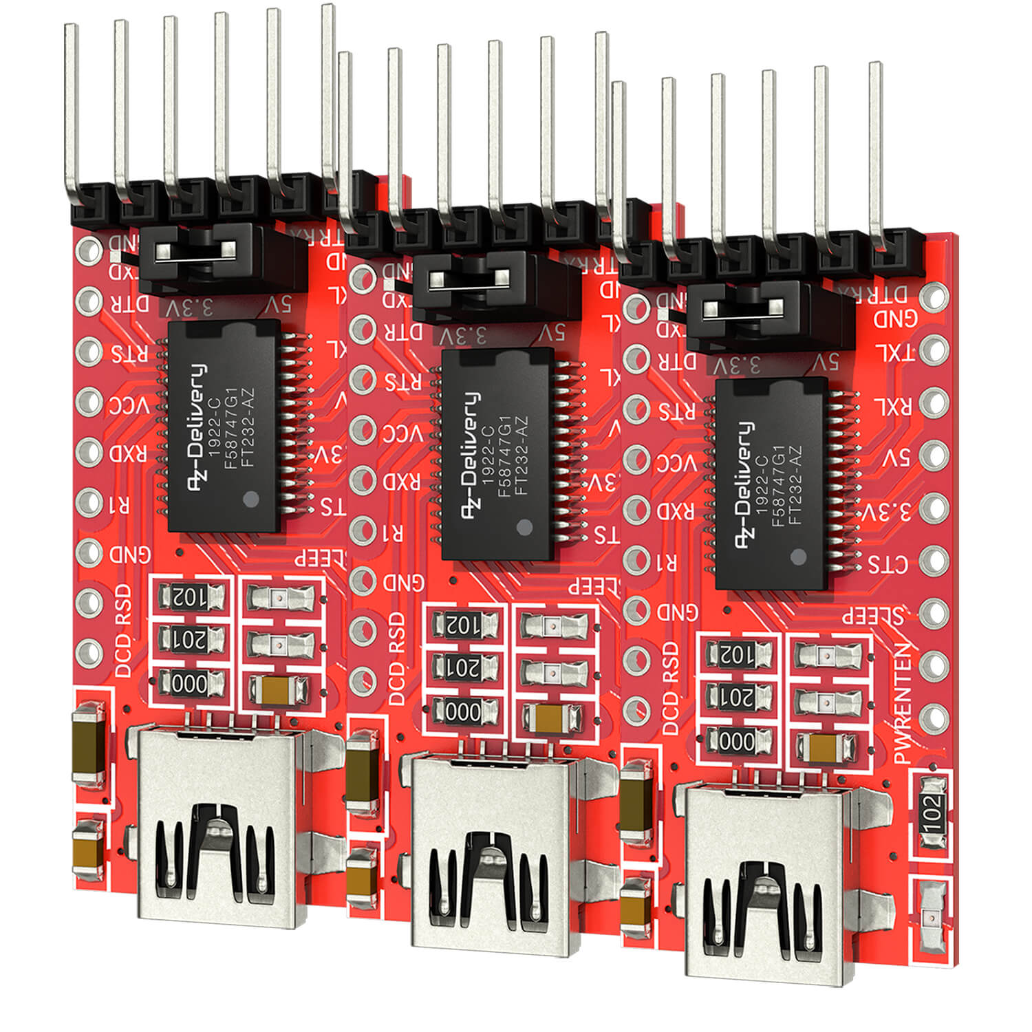 FT232-AZ USB zu TTL Serial Adapter für 3,3V und 5V - AZ-Delivery