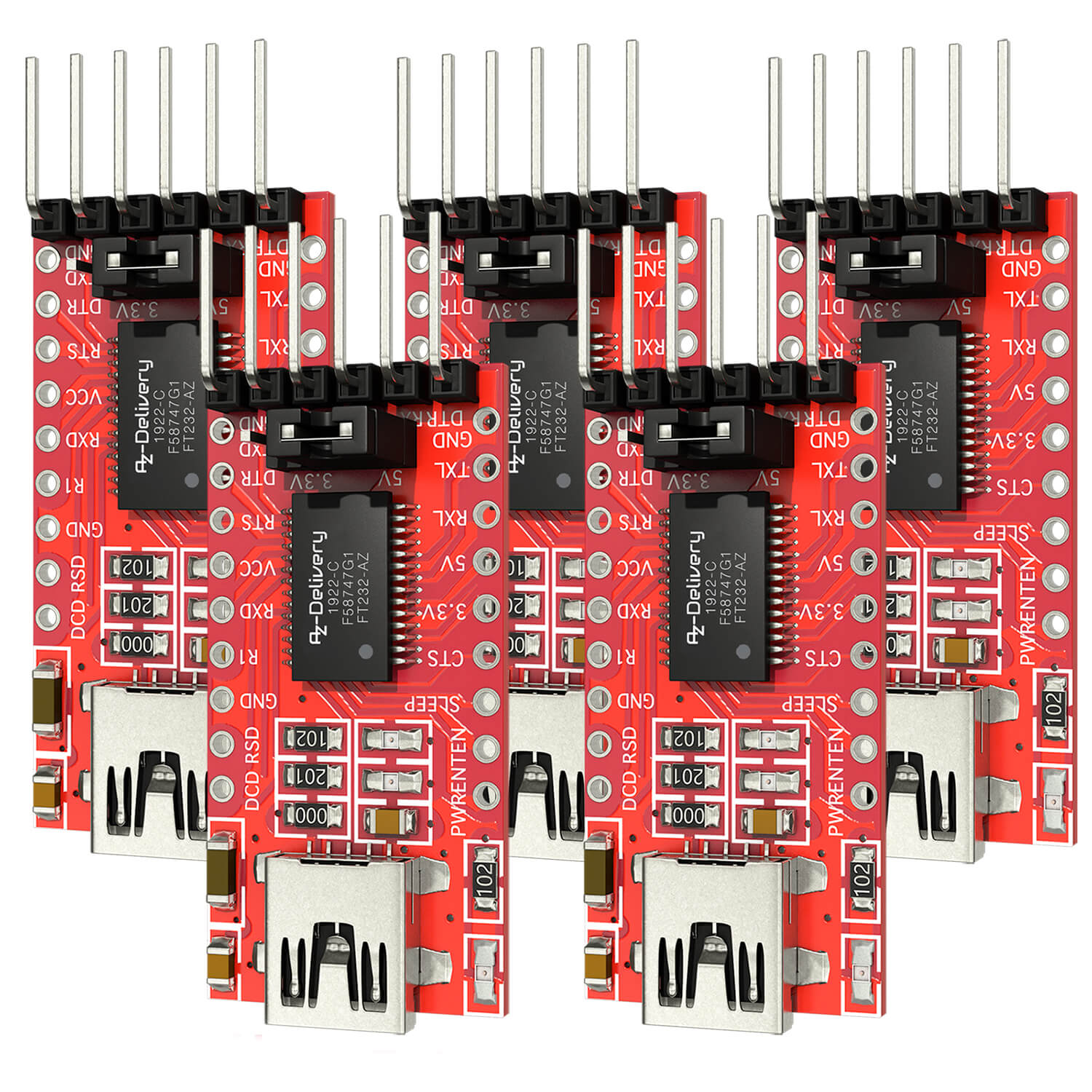 FT232-AZ USB zu TTL Serial Adapter für 3,3V und 5V - AZ-Delivery