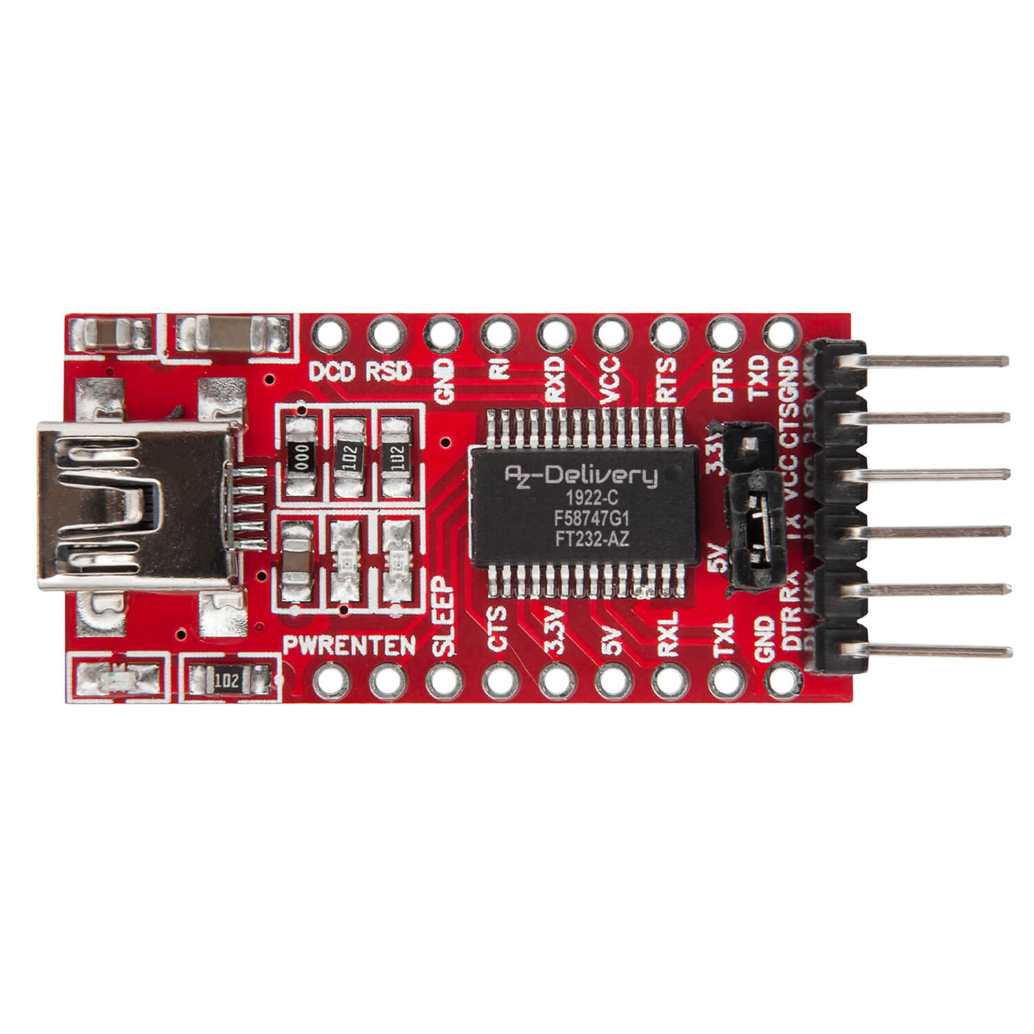 FT232-AZ USB zu TTL Serial Adapter für 3,3V und 5V - AZ-Delivery