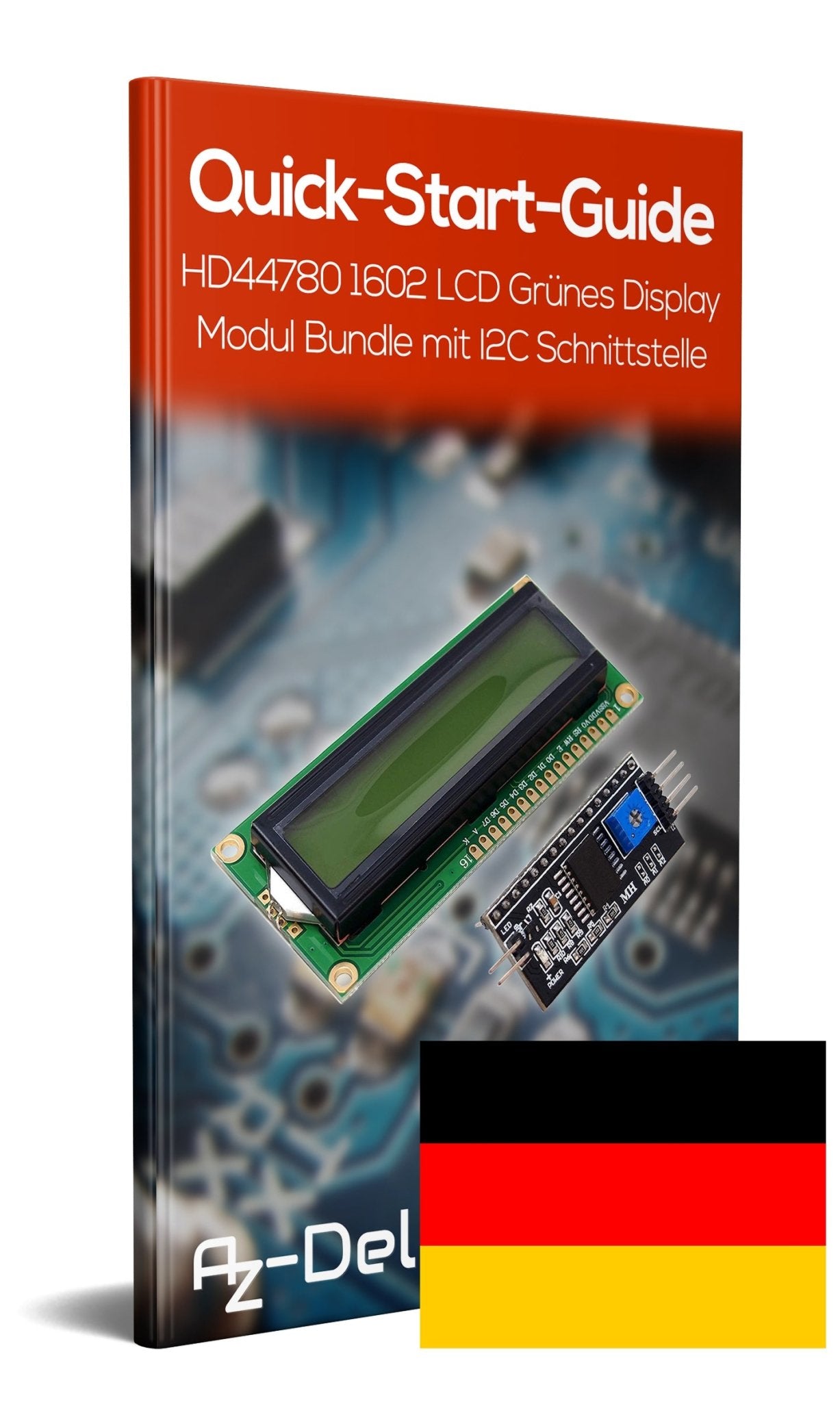 HD44780 1602 LCD Modul Display Bundle mit I2C Schnittstelle 2x16 Zeichen (mit grünem Hintergrund) - AZ-Delivery