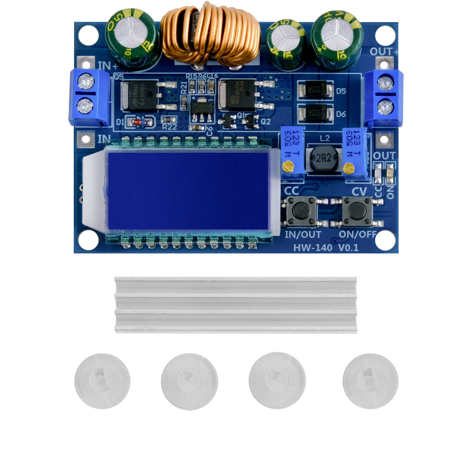 HW-140 DC-DC Buck Boost Converter Step Up/Down, LCD-Anzeige, 3A 5,5V-30V zu 0,5V-30V kompatibel mit Arduino - AZ-Delivery