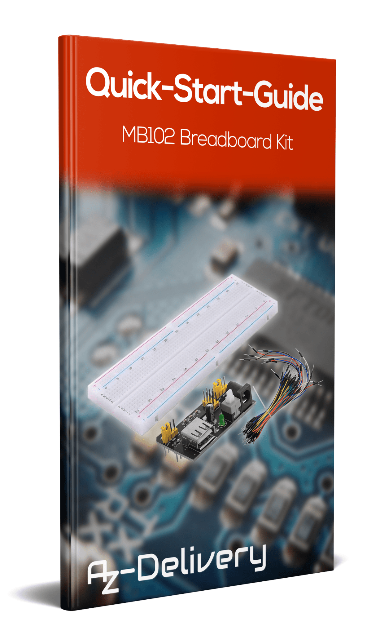 MB 102 Breadboard Kit - 830 Breadboard, Netzteil Adapter 3,3V 5V, 65Stk Steckbrücken - AZ-Delivery