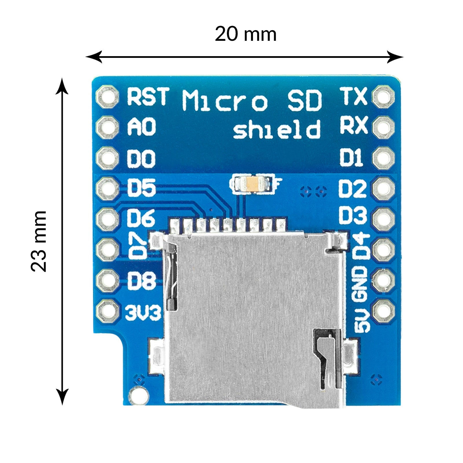 Micro SD Karten D1 Mini Shield Adapter - 8 Pin 3.3V SD Card Lesermodul mit SPI Interface, Kompatibel mit Arduino - AZ-Delivery