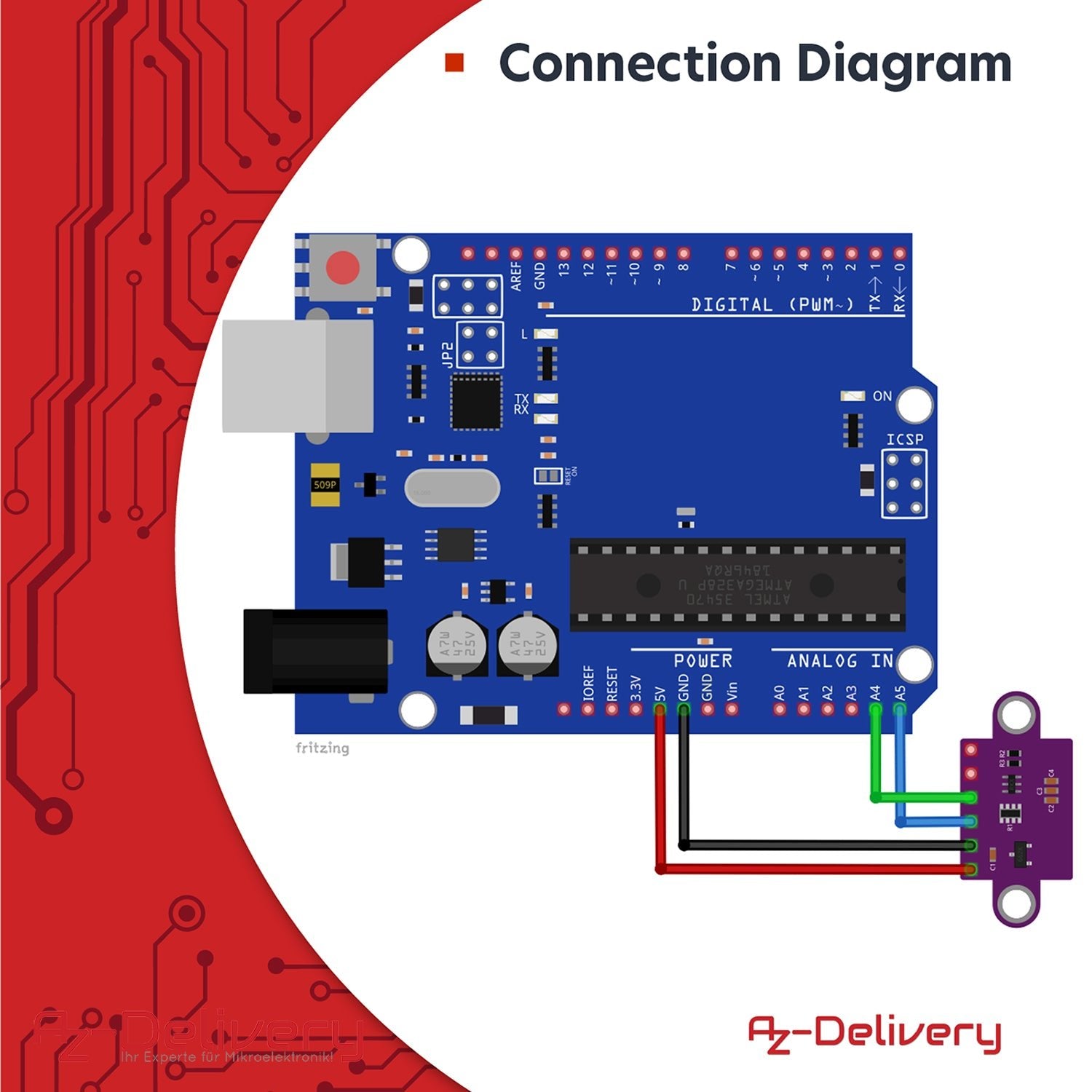 VL53L0X Time-of-Flight (ToF) Laser Abstandssensor kompatibel mit Arduino - AZ-Delivery